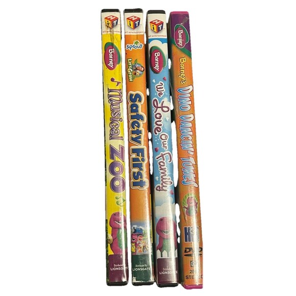 Lot of 4 Barney DVDs Musical Zoo Safety First We Love Our Family Dino Dancin’ - Picture 1 of 5